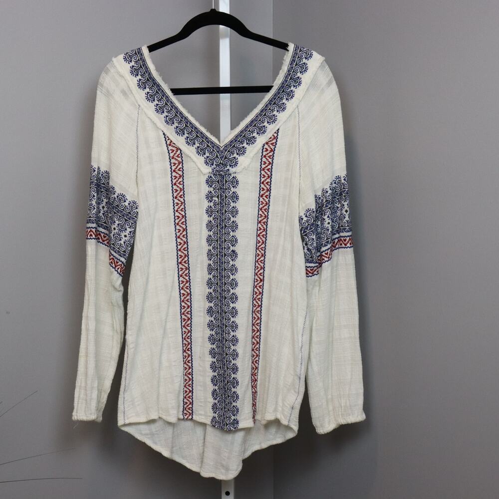 Free People Double V‎ All Roads Embroidered Tunic Size L
